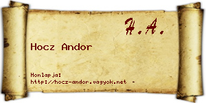 Hocz Andor névjegykártya